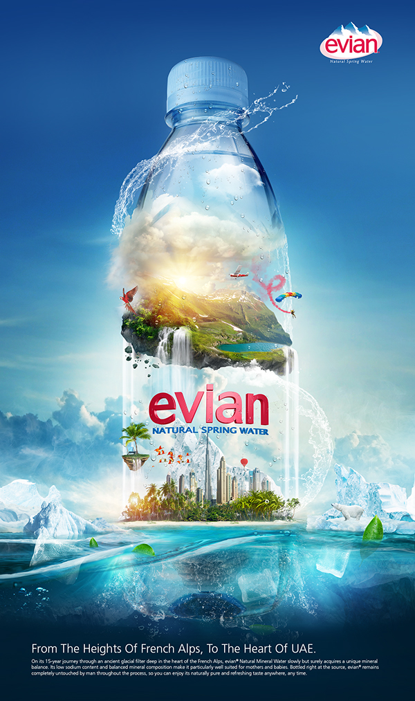 EVIAN 依云礦泉水平面廣告創意設計-上海尚略廣告設計公司分享-城市篇