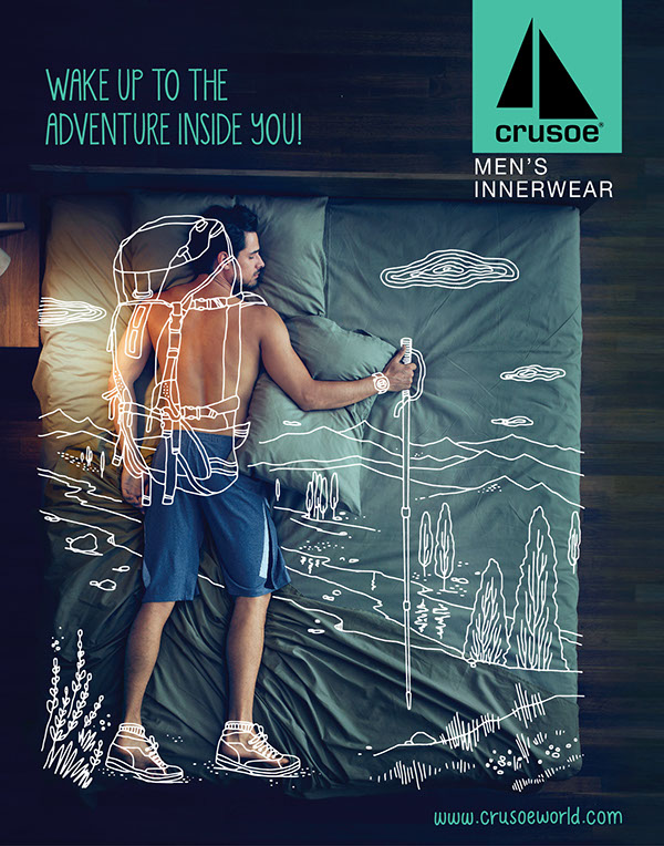 Crusoe 男性運動內衣線條創意平面廣告設計-登山運動-上海廣告設計公司廣告佳作2