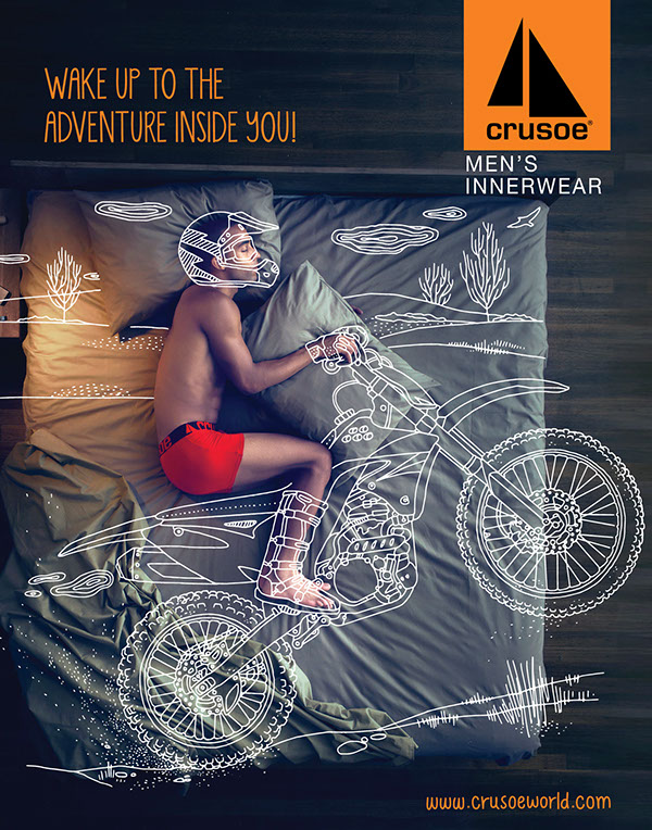 Crusoe 男性運動內衣線條創意平面廣告設計-自行車運動-上海廣告設計公司廣告佳作1