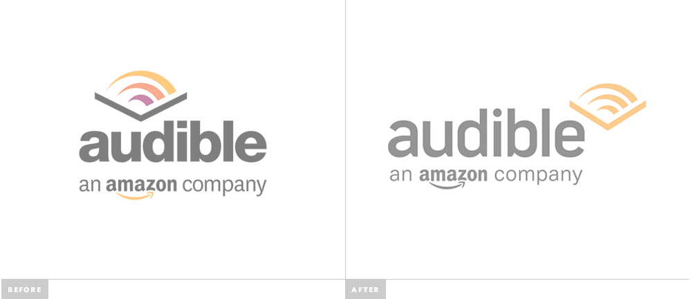 Audible有聲讀物網(wǎng)站LOGO設(shè)計-新舊LOGO對比