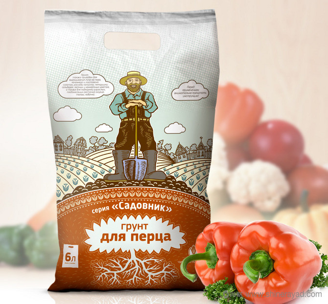 俄羅斯Садовник有機肥料包裝設計-上海包裝設計公司農業物資包裝設計欣賞2-青椒化肥