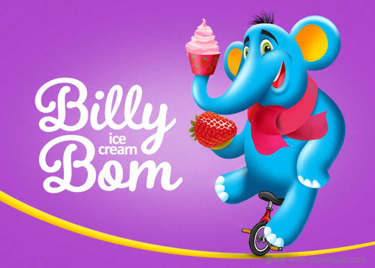 Billy Bom 冰淇淋調(diào)皮卡通小象動(dòng)物品牌包裝設(shè)計(jì)品牌形象設(shè)計(jì)2