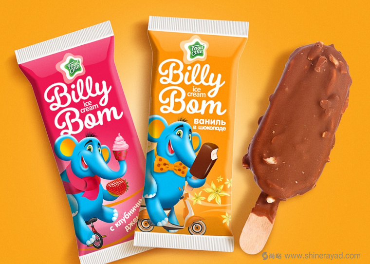 Billy Bom 冰淇淋調(diào)皮卡通小象動(dòng)物品牌包裝設(shè)計(jì)品牌形象設(shè)計(jì)4