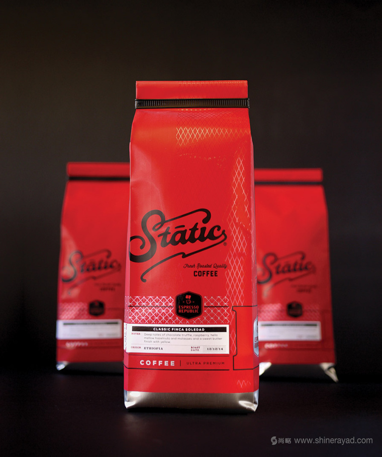 Static Coffee 袋裝咖啡豆咖啡紅黑包裝設(shè)計3