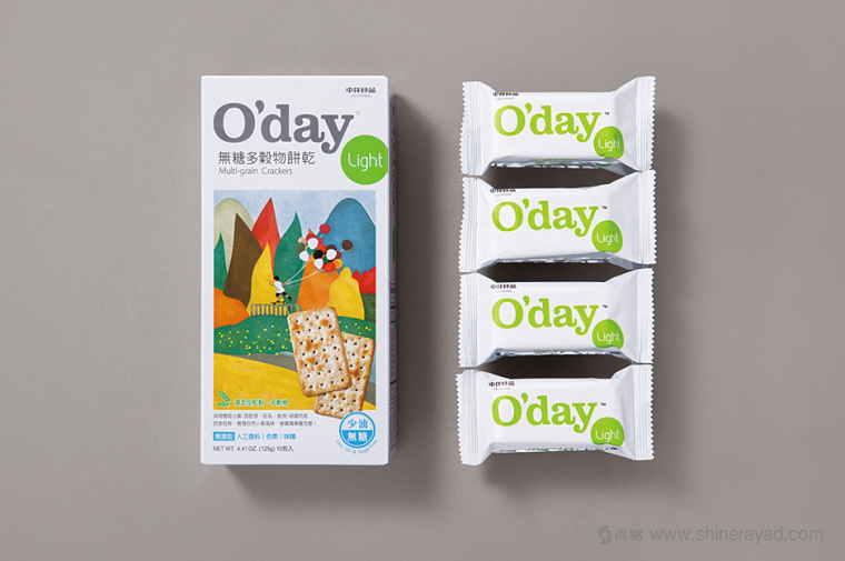 上海食品包裝設計公司包裝欣賞：中祥食品谷物輕量餅干包裝設計插畫設計