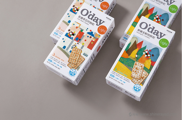上海食品包裝設計公司包裝欣賞：中祥食品谷物輕量餅干包裝設計插畫設計