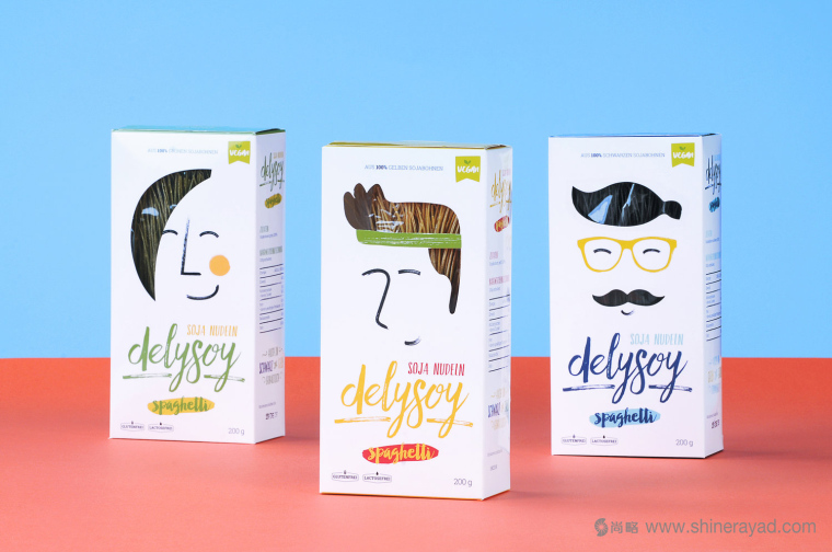充滿俏皮風格的DELYSOY 面條面食包裝設計欣賞-上海食品包裝設計公司