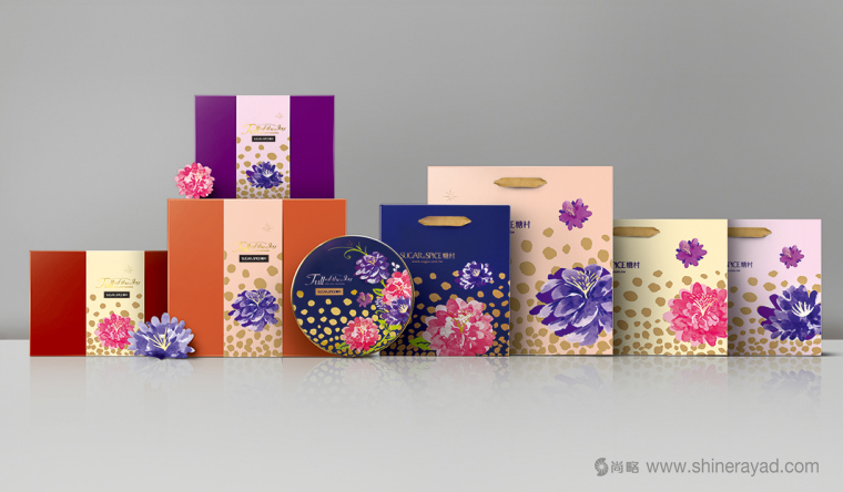糖村牛扎糖糖果新年禮盒包裝設計牡丹花篇-上海包裝設計公司1