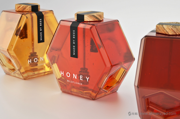六角形造型設計Honey 蜂蜜產品瓶型設計包裝設計-上海食品包裝設計公司3