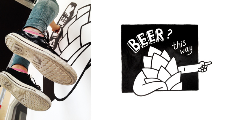 4Hops 啤酒酒吧logo設計餐廳VI形象線條插畫設計-上海logo設計公司設計收藏9