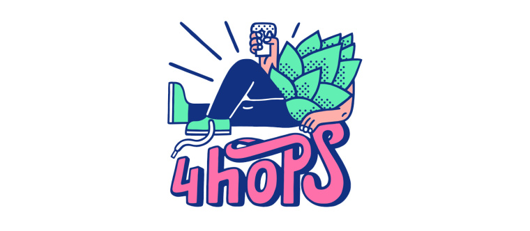 4Hops 啤酒酒吧logo設計餐廳VI形象線條插畫設計-上海logo設計公司設計收藏1