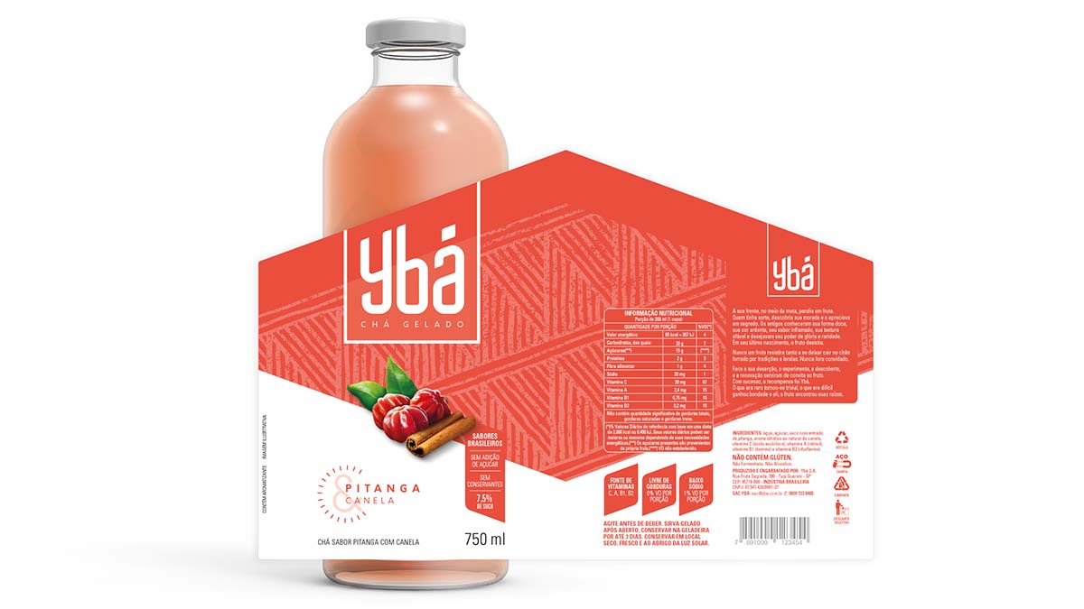 引用神話色彩和水果結合的Ybá冰茶飲料包裝設計欣賞