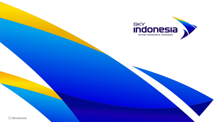 SKY INDONESIA航空公司logo設計：代表印尼航空安全\精準\效率文化\友好的箭鳥logo