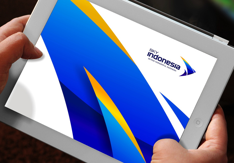 SKY INDONESIA航空公司logo設計：代表印尼航空安全\精準\效率文化\友好的箭鳥logo