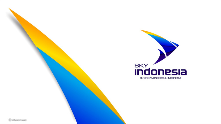 SKY INDONESIA航空公司logo設計：代表印尼航空安全\精準\效率文化\友好的箭鳥logo