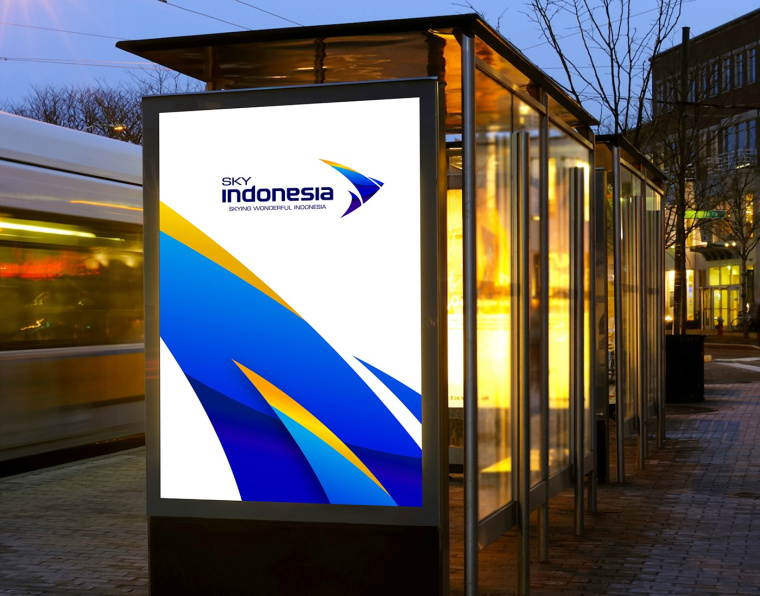 SKY INDONESIA航空公司logo設計：代表印尼航空安全\精準\效率文化\友好的箭鳥logo