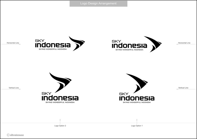 SKY INDONESIA航空公司logo設計：代表印尼航空安全\精準\效率文化\友好的箭鳥logo
