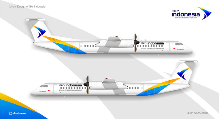 SKY INDONESIA航空公司箭鳥logo設計-飛機涂裝設計