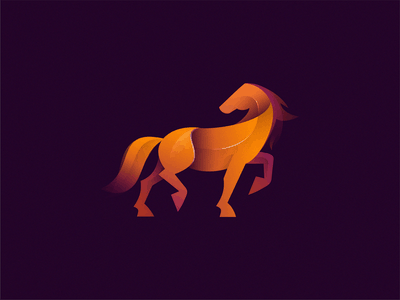 橙色雄偉的馬logo設計