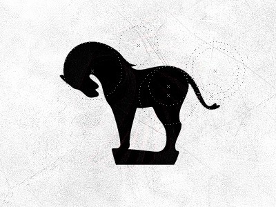 黑色忠誠的小馬logo設計