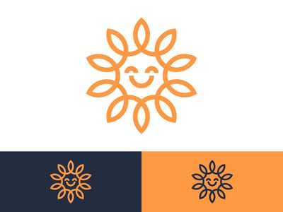 橙色旋轉的太陽logo設計