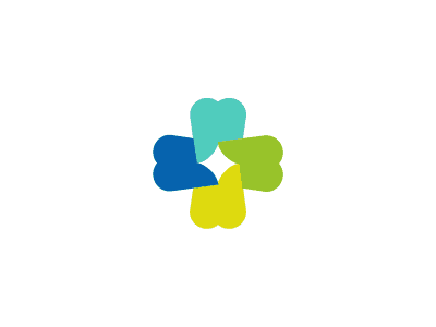 四個彩色的牙齒組合logo設計