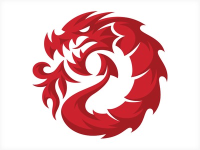 圓形噴火的龍logo設計