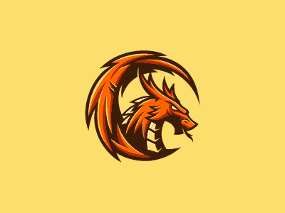 圓形紅色激烈龍logo設計