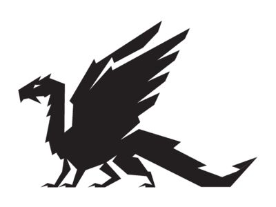 黑色帶翅膀的龍logo設計