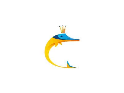 金色魚與皇冠結合logo設計