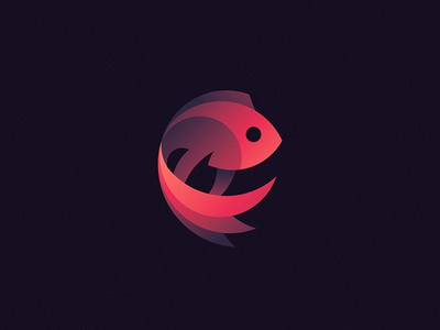 圓形紅金魚logo設計