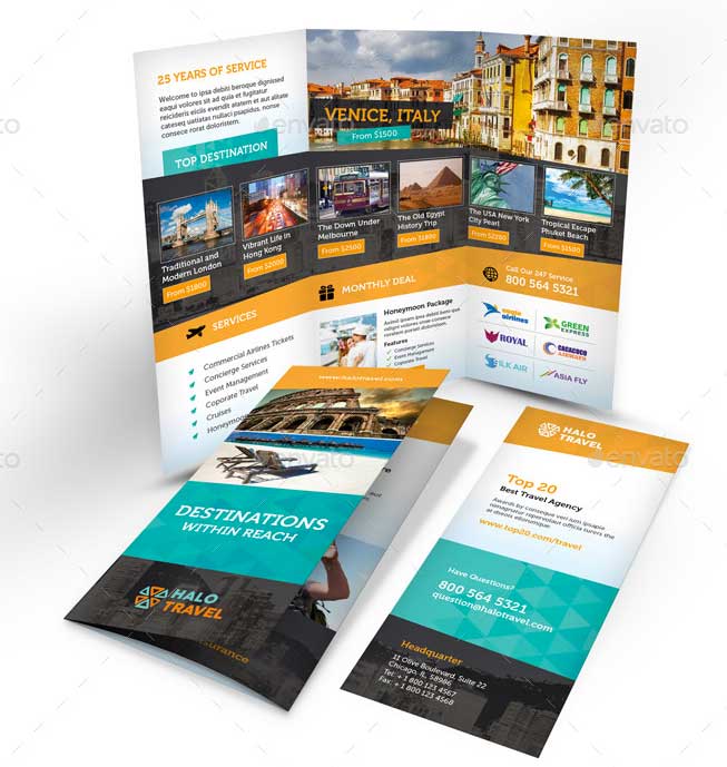 上海畫冊設計公司分享40+最佳旅游宣傳手冊設計模板-Trifold Brochure 2旅行社宣傳冊設計
