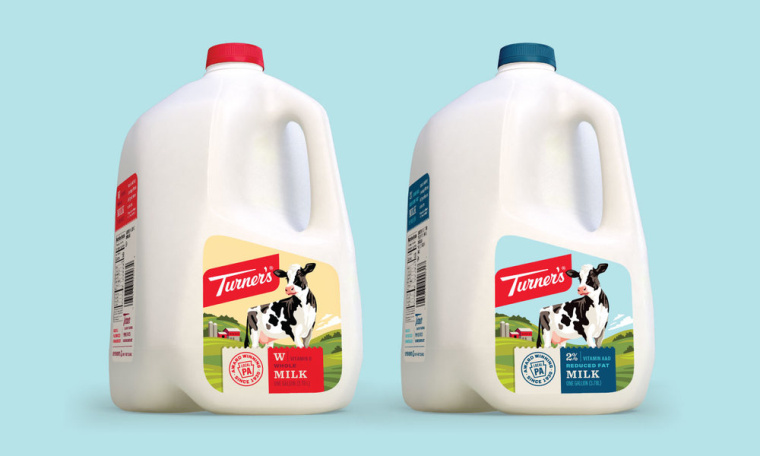 矢量插畫風格的Turner乳業農場牛奶包裝設計-上海包裝設計公司