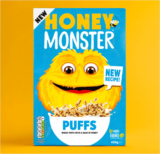 Honey Monster 蜜蜂怪物圖形早餐麥片新包裝設計品牌設計 Honey Monster 蜜蜂怪物圖形早餐麥片新包裝設計品牌設計
