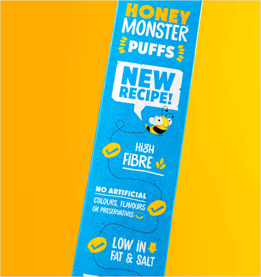 Honey Monster 蜜蜂怪物圖形早餐麥片新包裝設計品牌設計 Honey Monster 蜜蜂怪物圖形早餐麥片新包裝設計品牌設計
