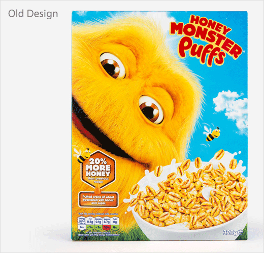Honey Monster 蜜蜂怪物圖形早餐麥片舊包裝設計 Honey Monster 蜜蜂怪物圖形早餐麥片舊包裝設計