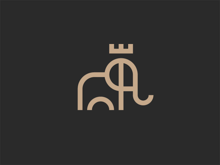 上海logo設計公司分享：41個最簡潔的創意Logo設計靈感-大象皇冠logo