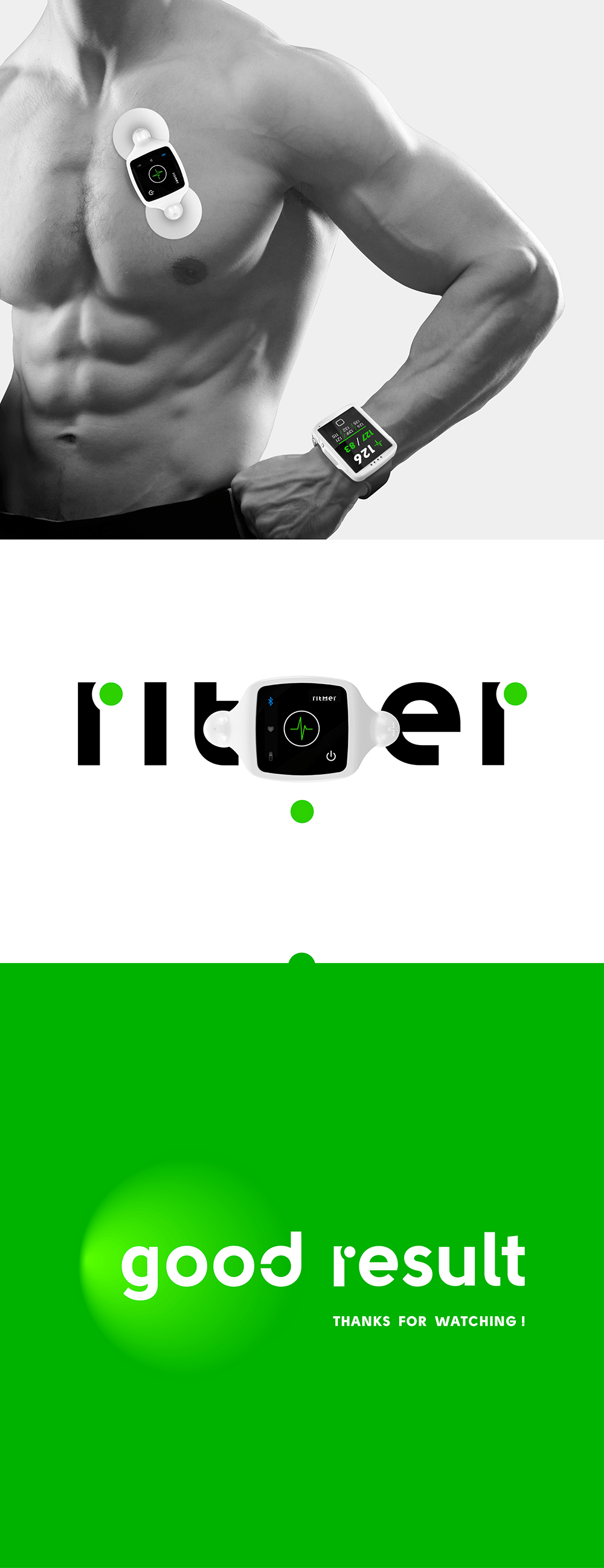 RITMER個人心電圖隨身健康監測儀器LOGO設計品牌形象設計-上海醫療健康品牌logo設計公司
