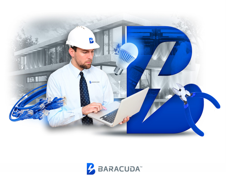 Baracuda Sp工業(yè)服務品牌形象設計-B字母與閃電logo設計