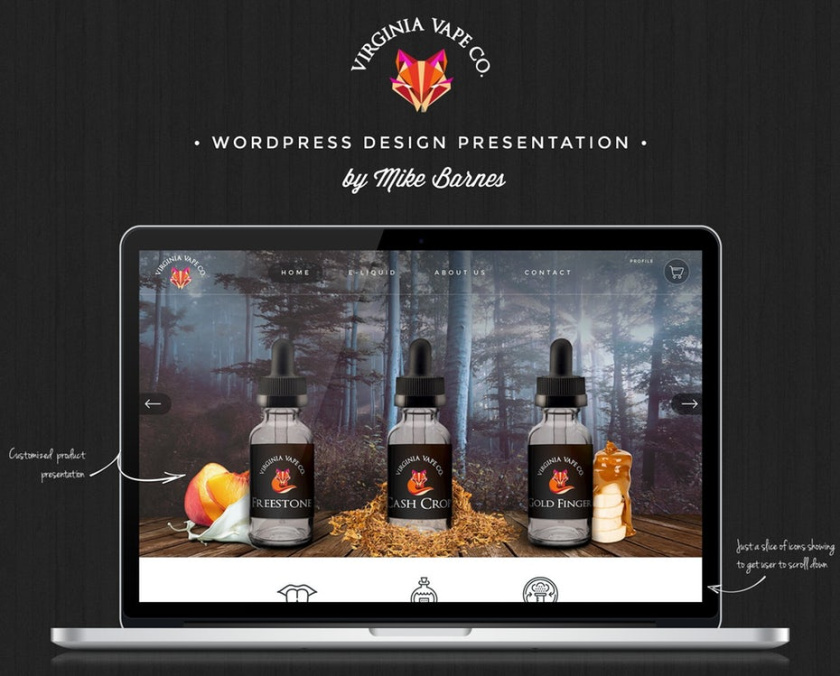 弗吉尼亞Vape公司的WordPress主題設(shè)計-網(wǎng)頁設(shè)計、網(wǎng)站開發(fā)、用戶界面和用戶體驗