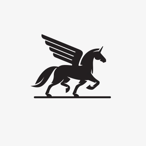 優(yōu)雅的單黑色logo設(shè)計-飛馬獨角獸主題logo設(shè)計