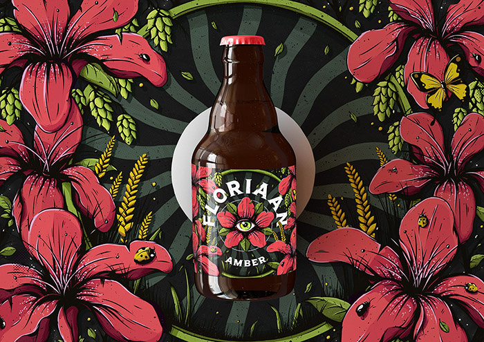 Floriaan精釀啤酒包裝標(biāo)簽設(shè)計(jì)“萬(wàn)花筒花卉插畫(huà)篇”-上海包裝設(shè)計(jì)