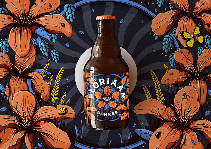 Floriaan精釀啤酒包裝標(biāo)簽設(shè)計(jì)“萬(wàn)花筒花卉插畫(huà)篇”-上海包裝設(shè)計(jì)
