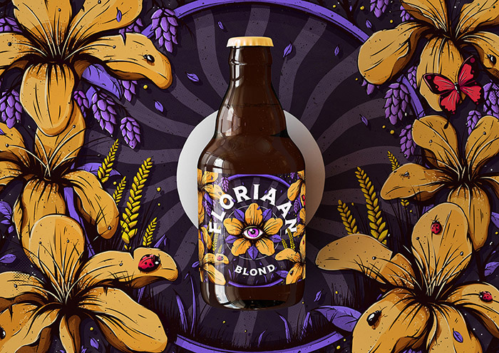 Floriaan精釀啤酒包裝標(biāo)簽設(shè)計(jì)“萬(wàn)花筒花卉插畫(huà)篇”-上海包裝設(shè)計(jì)