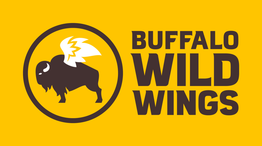 Buffalo Wild Wings體育酒吧新logo設計，帶翅膀的水牛形象