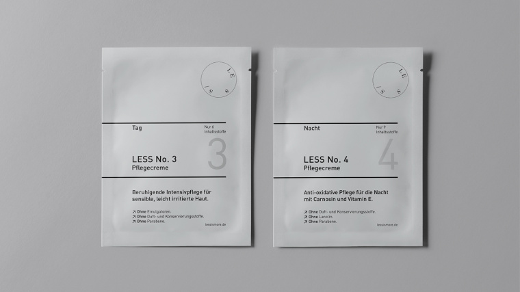 LESS化妝品品牌：最小的品牌標識與最簡單的包裝設計