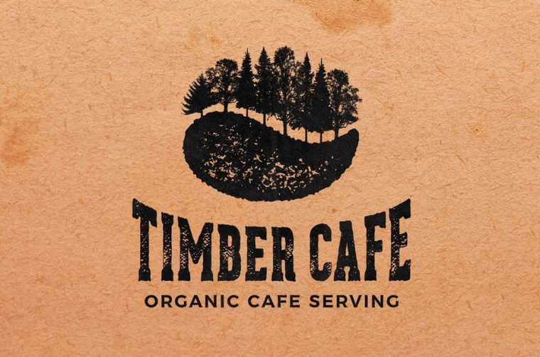 Timber Cafe的一個很酷的老式標志logo