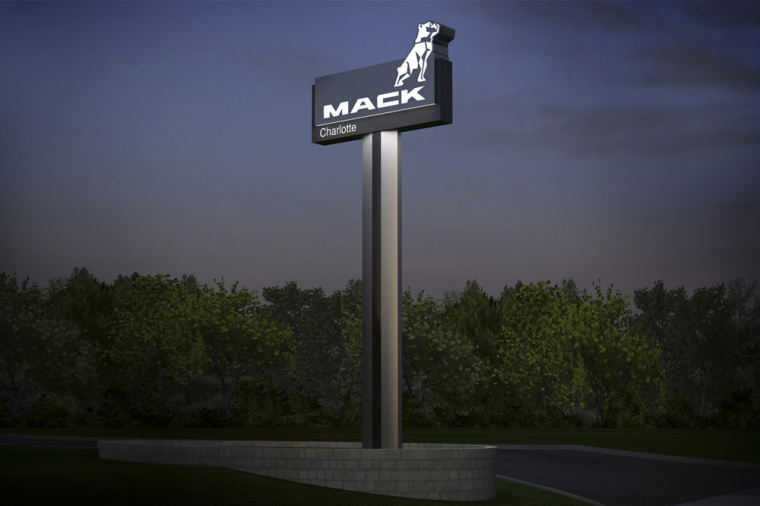 美國MACK重卡卡車品牌斗牛犬新標志設計-銷售店形象堡壘-上海標志設計公司