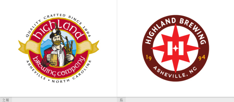 Highland Brewing啤酒包裝設計標志設計，字母“H”與指南針巧妙的融合