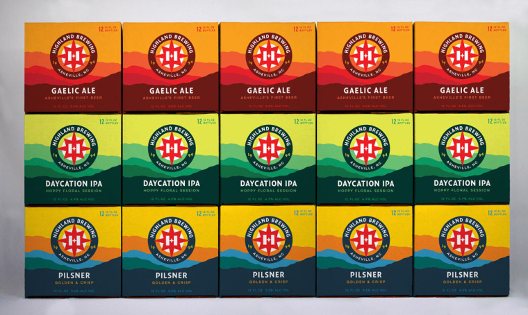 Highland Brewing啤酒包裝設計標志設計，字母“H”與指南針巧妙的融合
